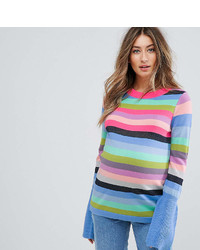Женский разноцветный свитер с круглым вырезом в горизонтальную полоску от Asos