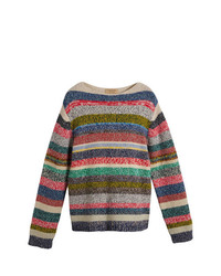 Мужской разноцветный свитер с круглым вырезом в горизонтальную полоску от Burberry
