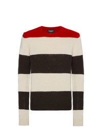 Мужской разноцветный свитер с круглым вырезом в горизонтальную полоску от Calvin Klein 205W39nyc
