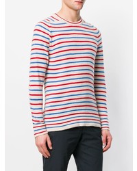 Мужской разноцветный свитер с круглым вырезом в горизонтальную полоску от Pringle Of Scotland