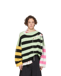 Мужской разноцветный свитер с круглым вырезом в горизонтальную полоску от Charles Jeffrey Loverboy