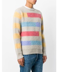 Мужской разноцветный свитер с круглым вырезом в горизонтальную полоску от Howlin'