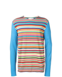 Мужской разноцветный свитер с круглым вырезом в горизонтальную полоску от Comme Des Garçons Shirt Boys