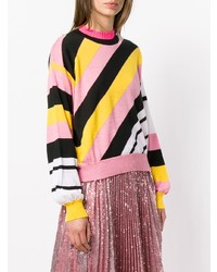 Женский разноцветный свитер с круглым вырезом в горизонтальную полоску от MSGM