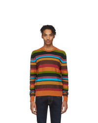 Мужской разноцветный свитер с круглым вырезом в горизонтальную полоску от Etro