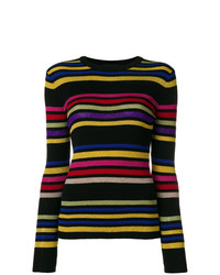 Женский разноцветный свитер с круглым вырезом в горизонтальную полоску от Etro