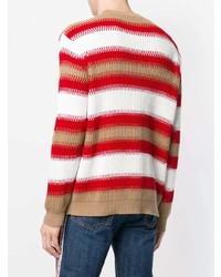Мужской разноцветный свитер с круглым вырезом в горизонтальную полоску от MSGM