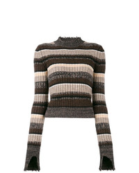 Женский разноцветный свитер с круглым вырезом в горизонтальную полоску от Helmut Lang