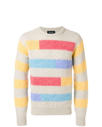 Мужской разноцветный свитер с круглым вырезом в горизонтальную полоску от Howlin'