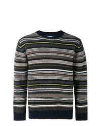 Мужской разноцветный свитер с круглым вырезом в горизонтальную полоску от Junya Watanabe MAN