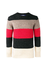 Мужской разноцветный свитер с круглым вырезом в горизонтальную полоску от Junya Watanabe MAN