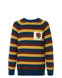 Мужской разноцветный свитер с круглым вырезом в горизонтальную полоску от Kent & Curwen