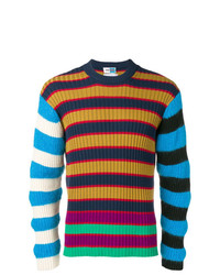 Мужской разноцветный свитер с круглым вырезом в горизонтальную полоску от Kenzo