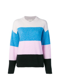 Женский разноцветный свитер с круглым вырезом в горизонтальную полоску от Laneus