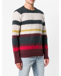 Мужской разноцветный свитер с круглым вырезом в горизонтальную полоску от MAISON KITSUNÉ