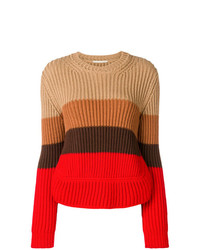 Женский разноцветный свитер с круглым вырезом в горизонтальную полоску от Marco De Vincenzo
