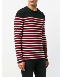 Мужской разноцветный свитер с круглым вырезом в горизонтальную полоску от Saint Laurent