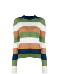 Женский разноцветный свитер с круглым вырезом в горизонтальную полоску от Marni