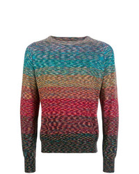 Мужской разноцветный свитер с круглым вырезом в горизонтальную полоску от Missoni