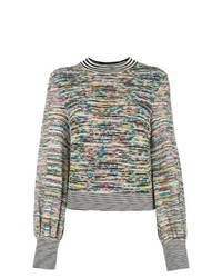 Женский разноцветный свитер с круглым вырезом в горизонтальную полоску от Missoni