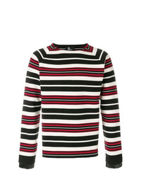 Мужской разноцветный свитер с круглым вырезом в горизонтальную полоску от MONCLER GRENOBLE