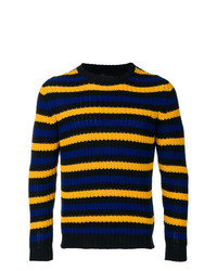 Мужской разноцветный свитер с круглым вырезом в горизонтальную полоску от Mp Massimo Piombo