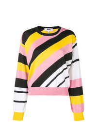 Женский разноцветный свитер с круглым вырезом в горизонтальную полоску от MSGM