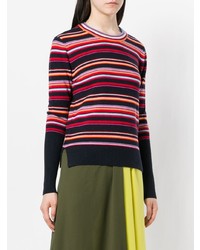 Женский разноцветный свитер с круглым вырезом в горизонтальную полоску от Tory Burch