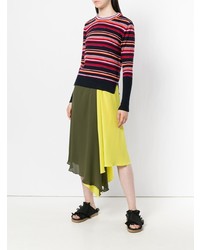 Женский разноцветный свитер с круглым вырезом в горизонтальную полоску от Tory Burch