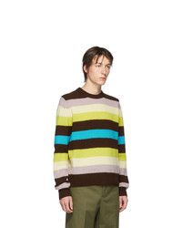 Мужской разноцветный свитер с круглым вырезом в горизонтальную полоску от Acne Studios
