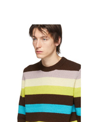 Мужской разноцветный свитер с круглым вырезом в горизонтальную полоску от Acne Studios
