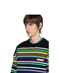 Мужской разноцветный свитер с круглым вырезом в горизонтальную полоску от Kenzo