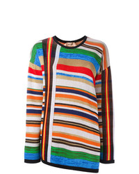 Женский разноцветный свитер с круглым вырезом в горизонтальную полоску от N°21