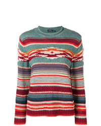 Женский разноцветный свитер с круглым вырезом в горизонтальную полоску от Polo Ralph Lauren