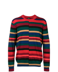 Мужской разноцветный свитер с круглым вырезом в горизонтальную полоску от Ps By Paul Smith