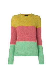 Женский разноцветный свитер с круглым вырезом в горизонтальную полоску от Roberto Collina