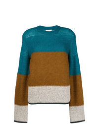 Женский разноцветный свитер с круглым вырезом в горизонтальную полоску от See by Chloe