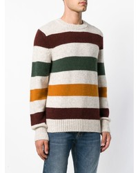Мужской разноцветный свитер с круглым вырезом в горизонтальную полоску от Closed