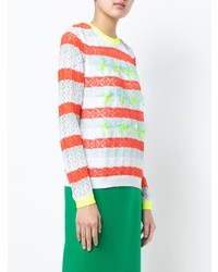 Женский разноцветный свитер с круглым вырезом в горизонтальную полоску от DELPOZO