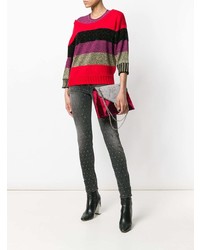 Женский разноцветный свитер с круглым вырезом в горизонтальную полоску от Just Cavalli