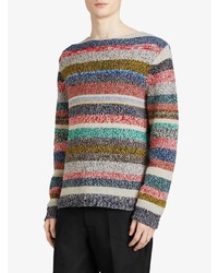 Мужской разноцветный свитер с круглым вырезом в горизонтальную полоску от Burberry