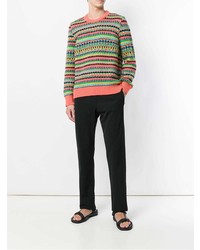 Мужской разноцветный свитер с круглым вырезом в горизонтальную полоску от Stella McCartney