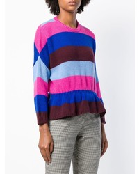 Женский разноцветный свитер с круглым вырезом в горизонтальную полоску от RED Valentino