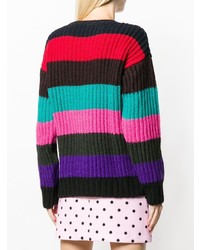 Женский разноцветный свитер с круглым вырезом в горизонтальную полоску от P.A.R.O.S.H.