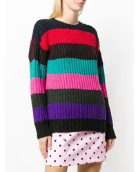 Женский разноцветный свитер с круглым вырезом в горизонтальную полоску от P.A.R.O.S.H.