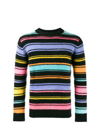 Мужской разноцветный свитер с круглым вырезом в горизонтальную полоску от The Elder Statesman