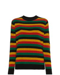 Женский разноцветный свитер с круглым вырезом в горизонтальную полоску от The Elder Statesman