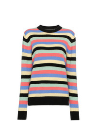 Женский разноцветный свитер с круглым вырезом в горизонтальную полоску от The Elder Statesman