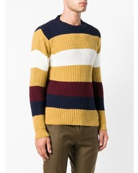 Мужской разноцветный свитер с круглым вырезом в горизонтальную полоску от Daniele Alessandrini