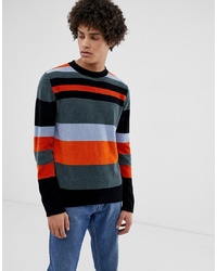 Мужской разноцветный свитер с круглым вырезом в горизонтальную полоску от Weekday